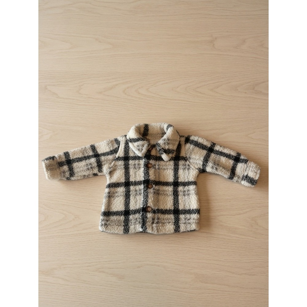 Carter's Just One You Baby Sherpa Jacket 3M Cream Black Plaid Cozy Winter
